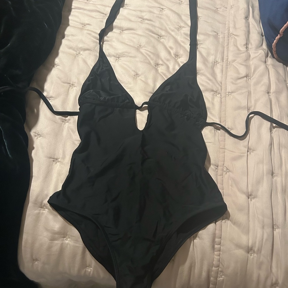 Black Cynthia Rowley Halter One-Piece Swimsuit